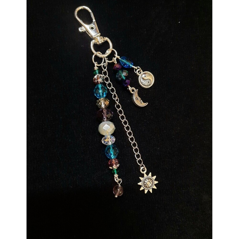 Handmade Beaded Sun and Moon Purse Charm/Keychain